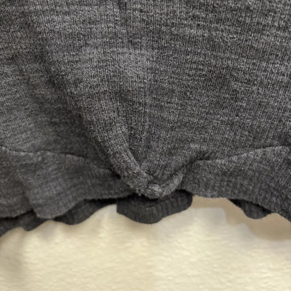 Old Navy Girls Black Waffle Knit Pullover Hoodie Top Twist Front M 8 Long Sleeve